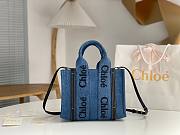 Chloe Woody Tote Bag Blue Small Size 26.5 x 20 x 8 cm - 1