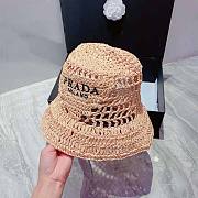 Prada Raffia Bucket Hat Beige/White/Black - 6