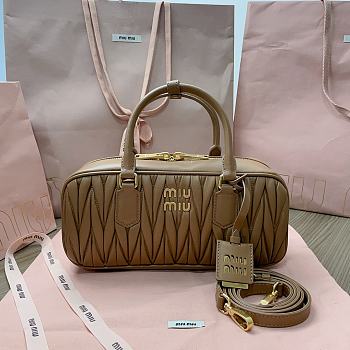 MiuMiu Sheepskin Pleated Bag Brown Size 27 x 12 x 9 cm