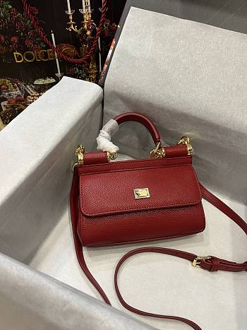 Dolce & Gabbana Red Leather Miss Sicily Top Handle Bag Size 18 x 11 x 6 cm