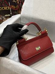 Dolce & Gabbana Red Leather Miss Sicily Top Handle Bag Size 18 x 11 x 6 cm - 2