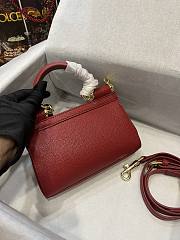 Dolce & Gabbana Red Leather Miss Sicily Top Handle Bag Size 18 x 11 x 6 cm - 5