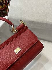 Dolce & Gabbana Red Leather Miss Sicily Top Handle Bag Size 18 x 11 x 6 cm - 4