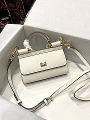 Dolce & Gabbana White Leather Miss Sicily Top Handle Bag Size 18 x 11 x 6 cm - 1