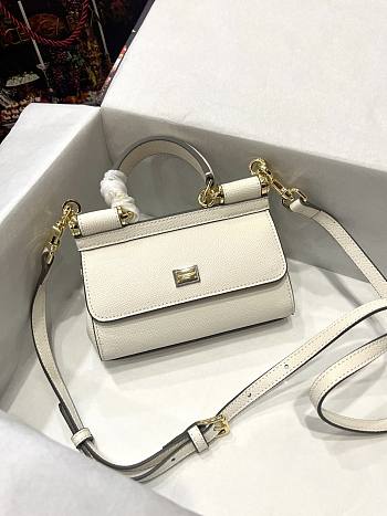 Dolce & Gabbana White Leather Miss Sicily Top Handle Bag Size 18 x 11 x 6 cm