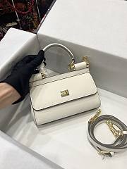 Dolce & Gabbana White Leather Miss Sicily Top Handle Bag Size 18 x 11 x 6 cm - 5