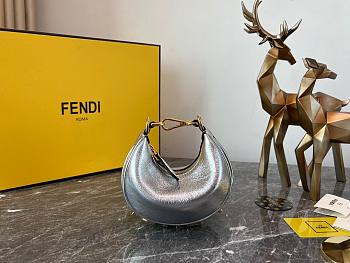 Fendi Nano Fendigraphy Silver Leather Charm Size 16.5 x 14 x 5 cm