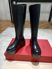 Valentino Garavani Uniqueform Leather Wedge Platform Knee-High Boots Black - 4