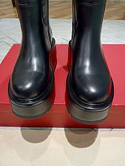 Valentino Garavani Uniqueform Leather Wedge Platform Knee-High Boots Black - 3