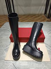 Valentino Garavani Uniqueform Leather Wedge Platform Knee-High Boots Black - 2