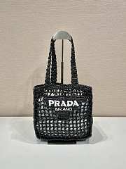 Prada Small Raffia-Woven Tote Bag Black Size 26 x 22 x 11 cm - 1