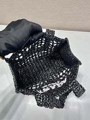 Prada Small Raffia-Woven Tote Bag Black Size 26 x 22 x 11 cm - 3