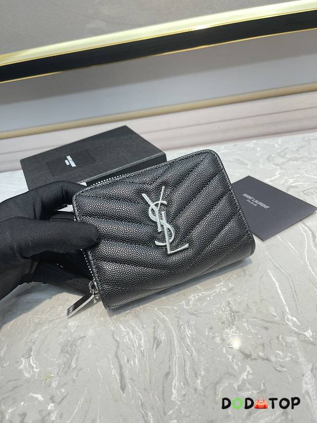 YSL Saint Laurent Black Silver Hardware Wallet Size 12 x 10 x 3 cm - 1