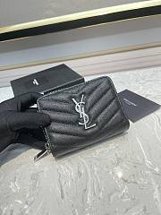 YSL Saint Laurent Black Silver Hardware Wallet Size 12 x 10 x 3 cm - 1