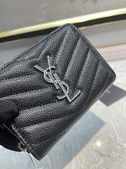 YSL Saint Laurent Black Silver Hardware Wallet Size 12 x 10 x 3 cm - 3
