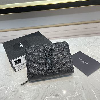 YSL Saint Laurent Black Hardware Wallet Size 12 x 10 x 3 cm