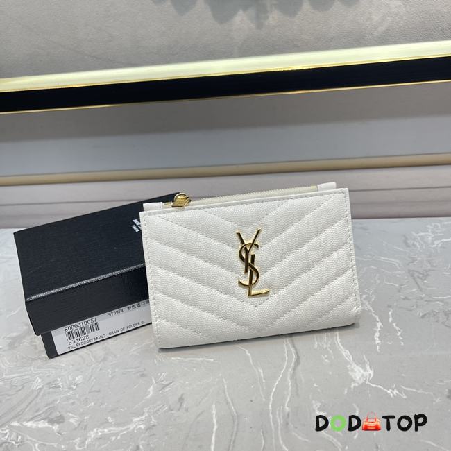 YSL Two-Piece Zip Wallet White/Gold Size 13 x 9 x 1.5 cm - 1