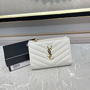 YSL Two-Piece Zip Wallet White/Gold Size 13 x 9 x 1.5 cm - 1