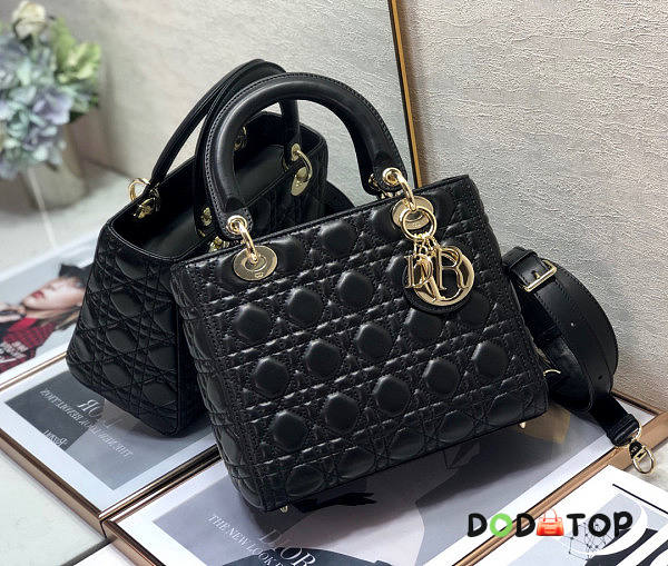 Lady Dior Bag Black Cannage Lambskin Medium Size 24 x 20 x 11 cm  - 1
