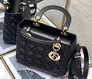 Lady Dior Bag Black Cannage Lambskin Medium Size 24 x 20 x 11 cm  - 3