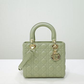 Lady Dior Bag Green Cannage Lambskin Medium Size 24 x 20 x 11 cm