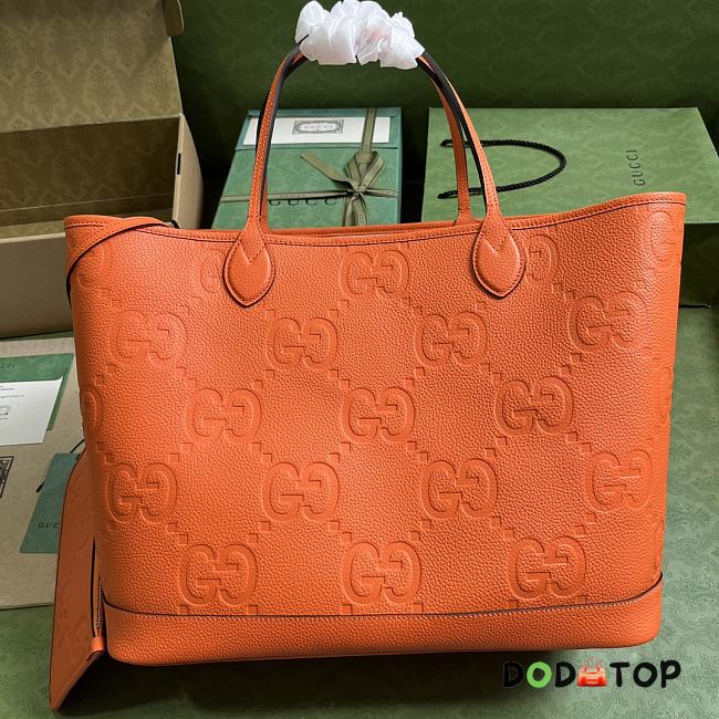 Gucci Jumbo GG Large Tote Bag In Orange Leather Size 40 x 33 x 19 cm - 1