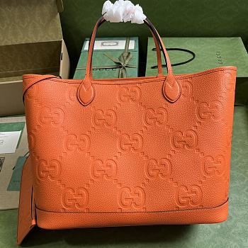 Gucci Jumbo GG Large Tote Bag In Orange Leather Size 40 x 33 x 19 cm
