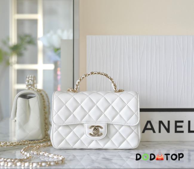 Chanel Rhinestone Portable Flap Bag White Mini Size 18 x 11.5 x 6.5 cm - 1