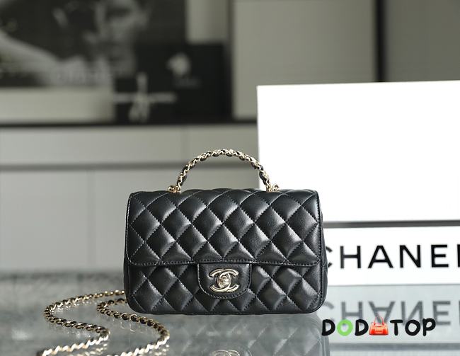 Chanel Rhinestone Portable Flap Bag Black Size 20 x 12 x 6.5 cm - 1