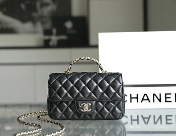 Chanel Rhinestone Portable Flap Bag Black Size 20 x 12 x 6.5 cm