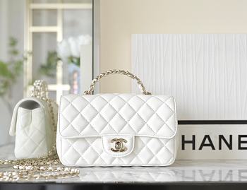 Chanel Rhinestone Portable Flap Bag White Size 20 x 12 x 6.5 cm