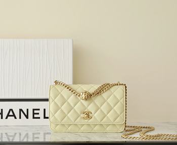 Chanel WOC Lambskin Yellow Bag Size 12 x 19.5 x 3.5 cm