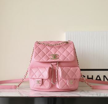 Chanel Double Pocket Retro Backpack Pink Size 20.5 x 20 x 15 cm