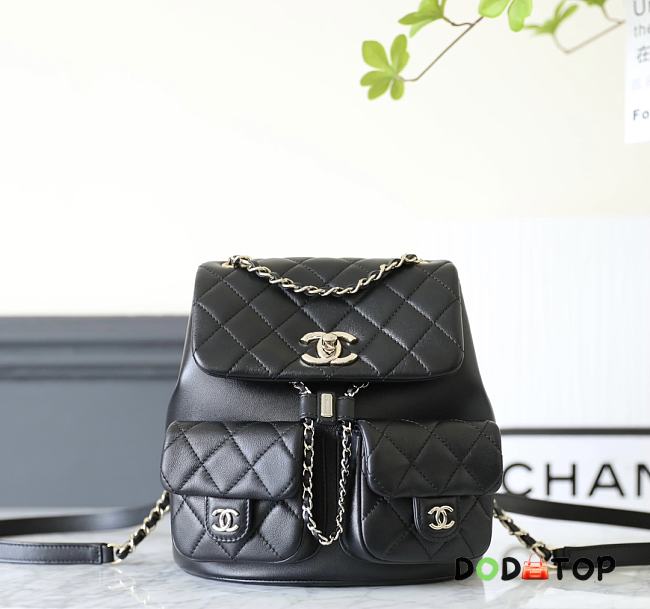 Chanel Double Pocket Retro Backpack Black Size 20.5 x 20 x 15 cm - 1