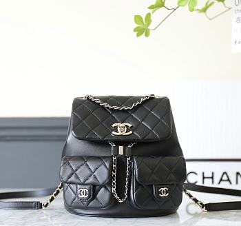 Chanel Double Pocket Retro Backpack Black Size 20.5 x 20 x 15 cm