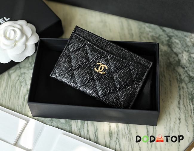Chanel Card Holder Caviar Black Gold Size 7.5 x 11.2 x 0.5 cm - 1
