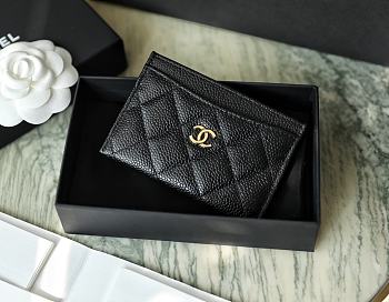 Chanel Card Holder Caviar Black Gold Size 7.5 x 11.2 x 0.5 cm