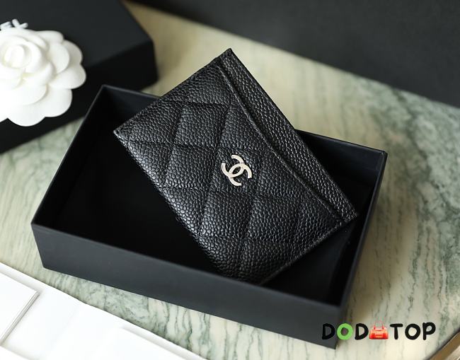 Chanel Card Holder Caviar Black Silver Size 7.5 x 11.2 x 0.5 cm - 1
