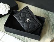 Chanel Card Holder Caviar Black Silver Size 7.5 x 11.2 x 0.5 cm - 1