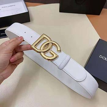 Dolce Gabbana D&G Calfskin Belt with DG Logo-White 2.5 cm