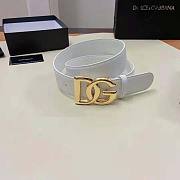 Dolce Gabbana D&G Calfskin Belt with DG Logo-White 2.5 cm - 2