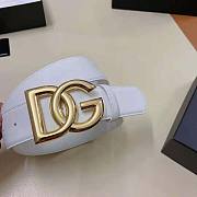 Dolce Gabbana D&G Calfskin Belt with DG Logo-White 2.5 cm - 4
