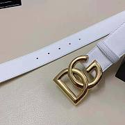Dolce Gabbana D&G Calfskin Belt with DG Logo-White 2.5 cm - 5