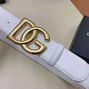 Dolce Gabbana D&G Calfskin Belt with DG Logo-White 2.5 cm - 6