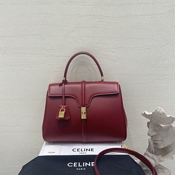 Celine Classique 16 Bag In Satinated Calfskin Red Size 32 x 23.5 x 13 cm
