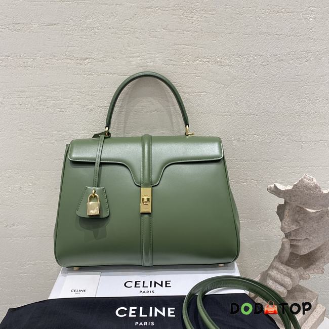 Celine Classique 16 Bag In Satinated Calfskin Green Size 32 x 23.5 x 13 cm - 1
