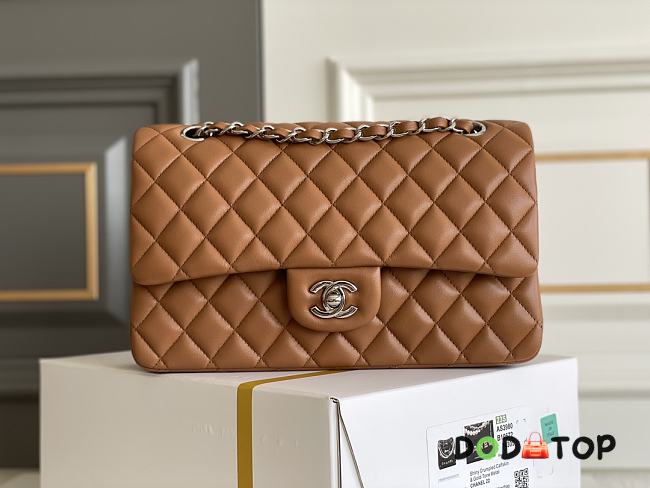 Chanel Flap Bag Lambkin Brown Size 15.5 x 25.5 x 6.5 cm - 1
