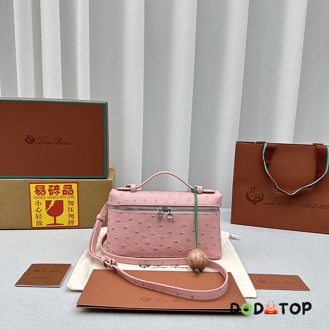Loro Piana Pocket Ostrich Leather Handbag Pink Size 19 × 7 × 12 cm - 1