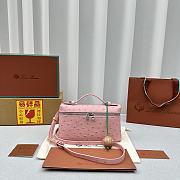 Loro Piana Pocket Ostrich Leather Handbag Pink Size 19 × 7 × 12 cm - 1
