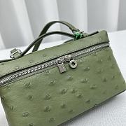 Loro Piana Pocket Ostrich Leather Handbag Green Size 19 × 7 × 12 cm - 2